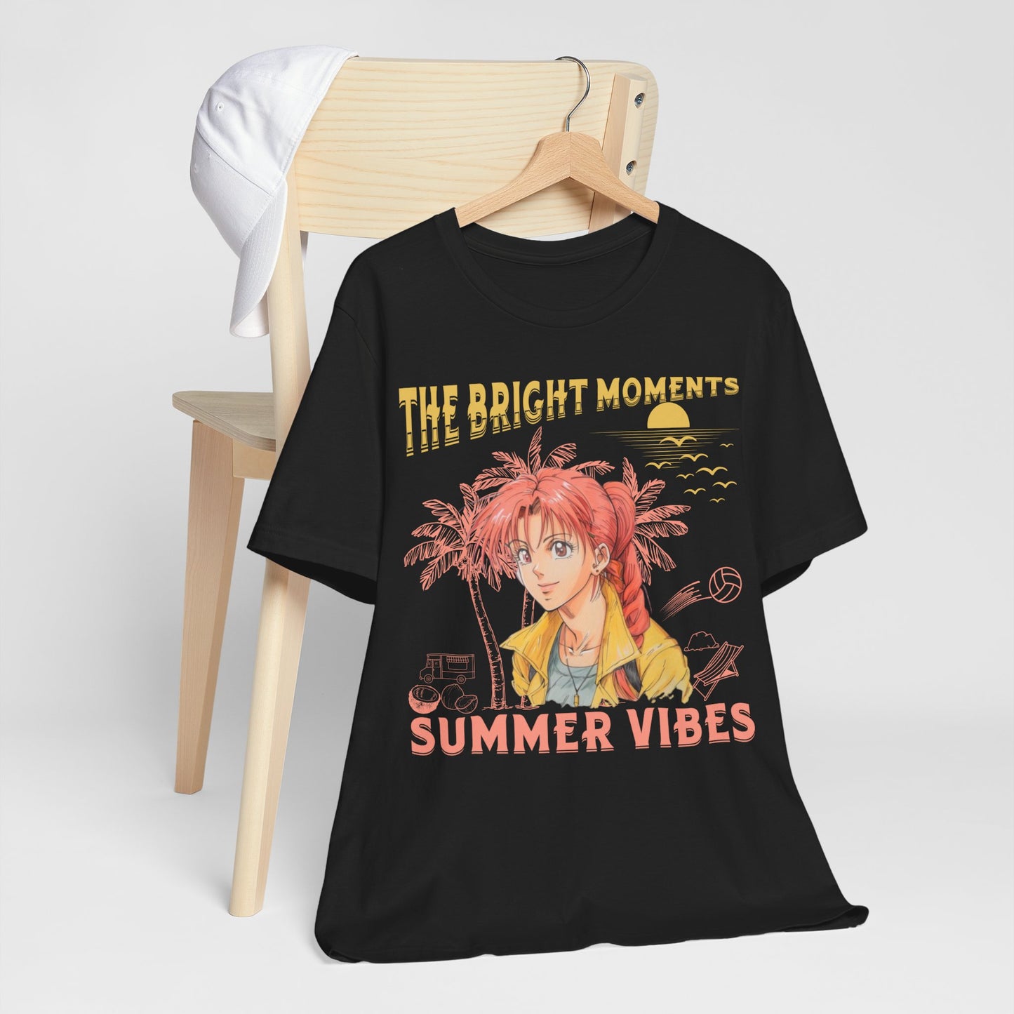 Cute Summer Beach Anime Smiling Woman T Shirt - UK