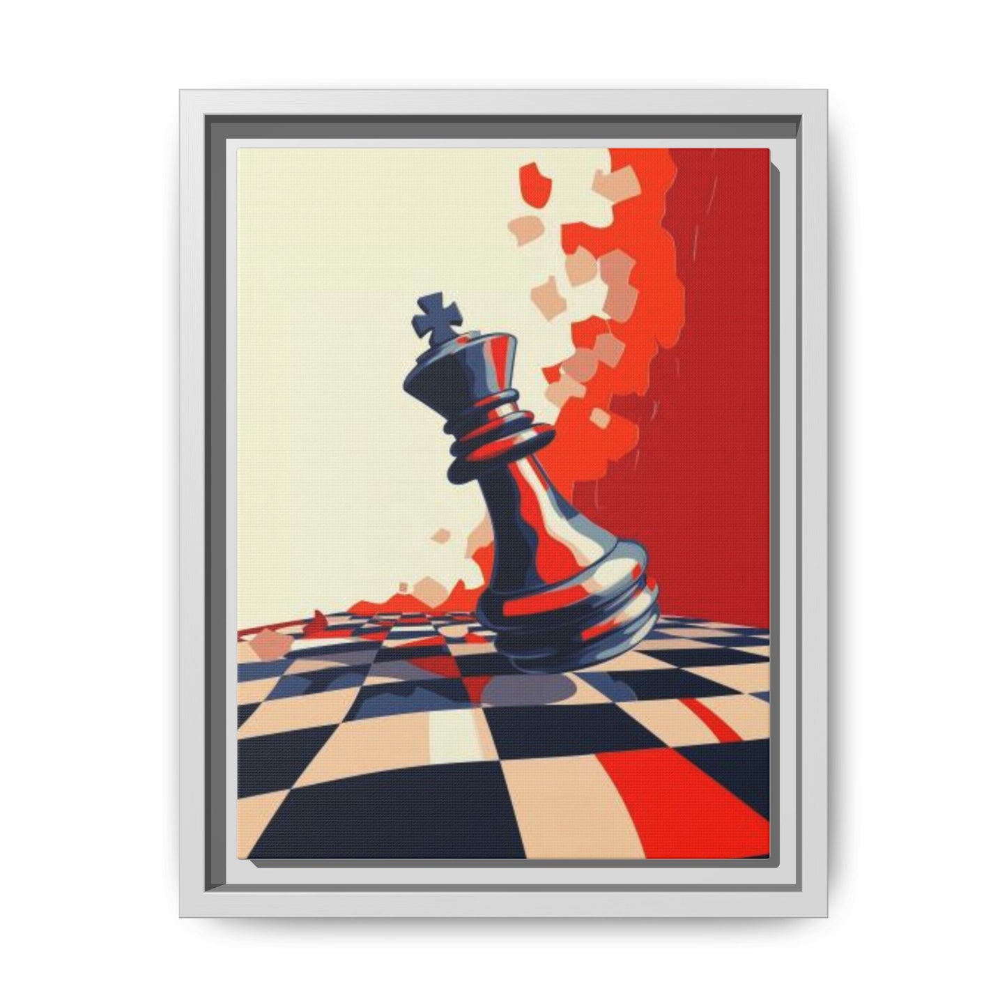 Playing Chess King Piece Abstract Art Matte Canvas, Framed (Multi-color)