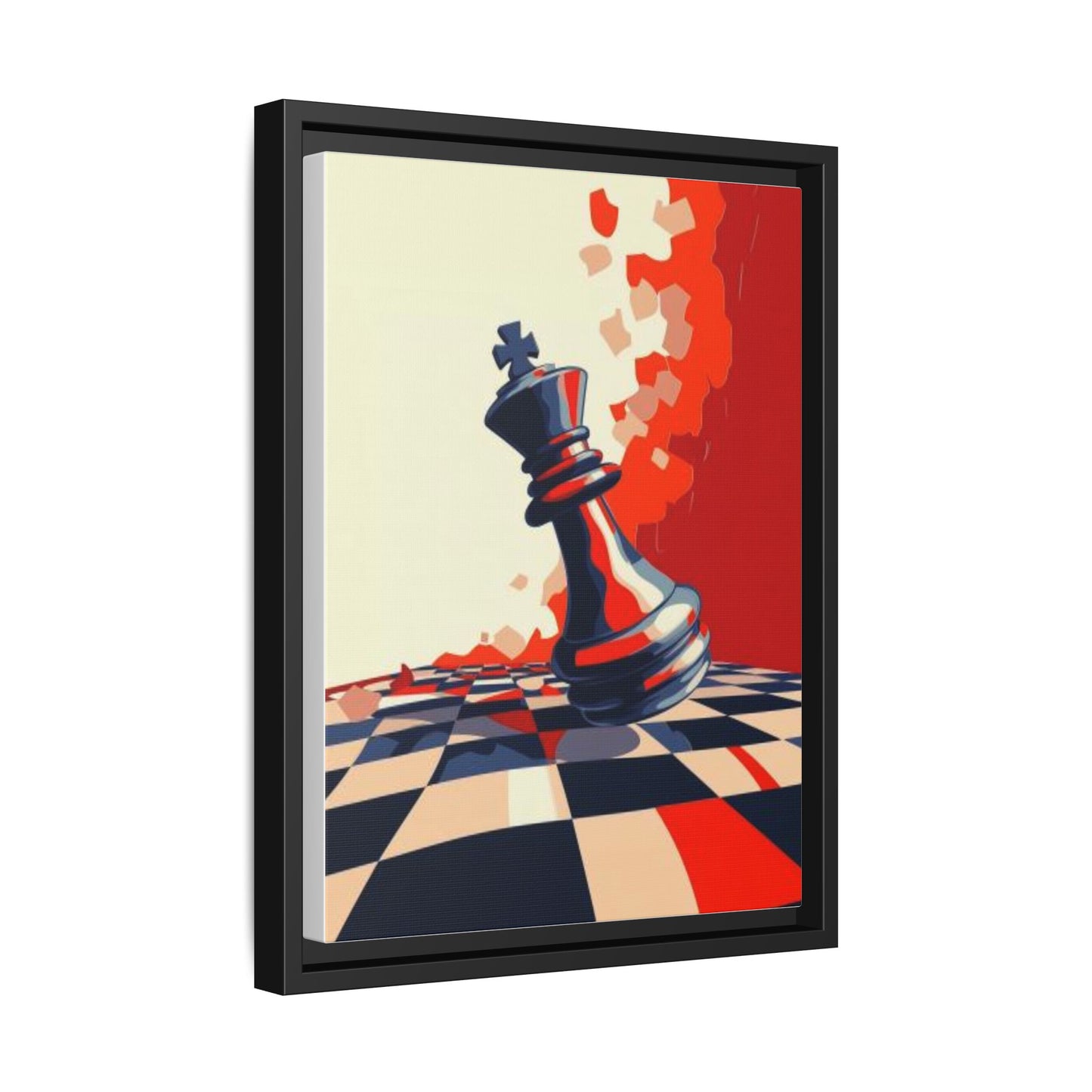 Playing Chess King Piece Abstract Art Matte Canvas, Framed (Multi-color)