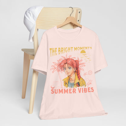 Cute Summer Beach Anime Smiling Woman T Shirt - UK