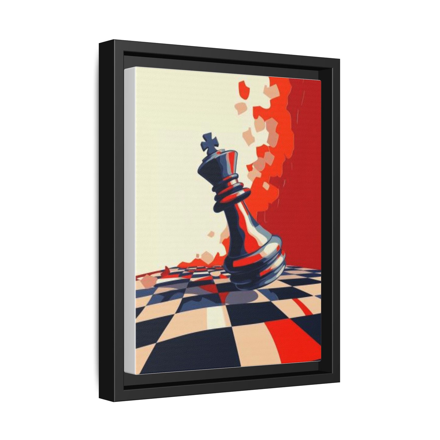 Playing Chess King Piece Abstract Art Matte Canvas, Framed (Multi-color)