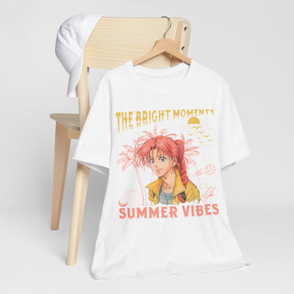 Cute Summer Beach Anime Smiling Woman T Shirt - US