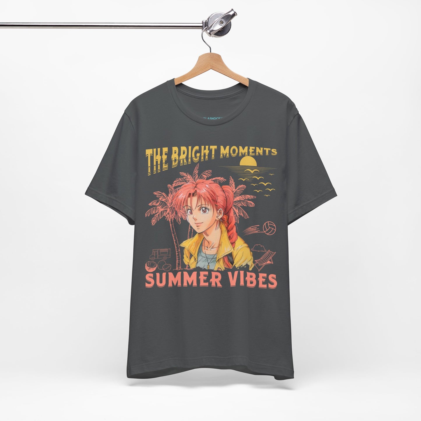 Cute Summer Beach Anime Smiling Woman T Shirt - US