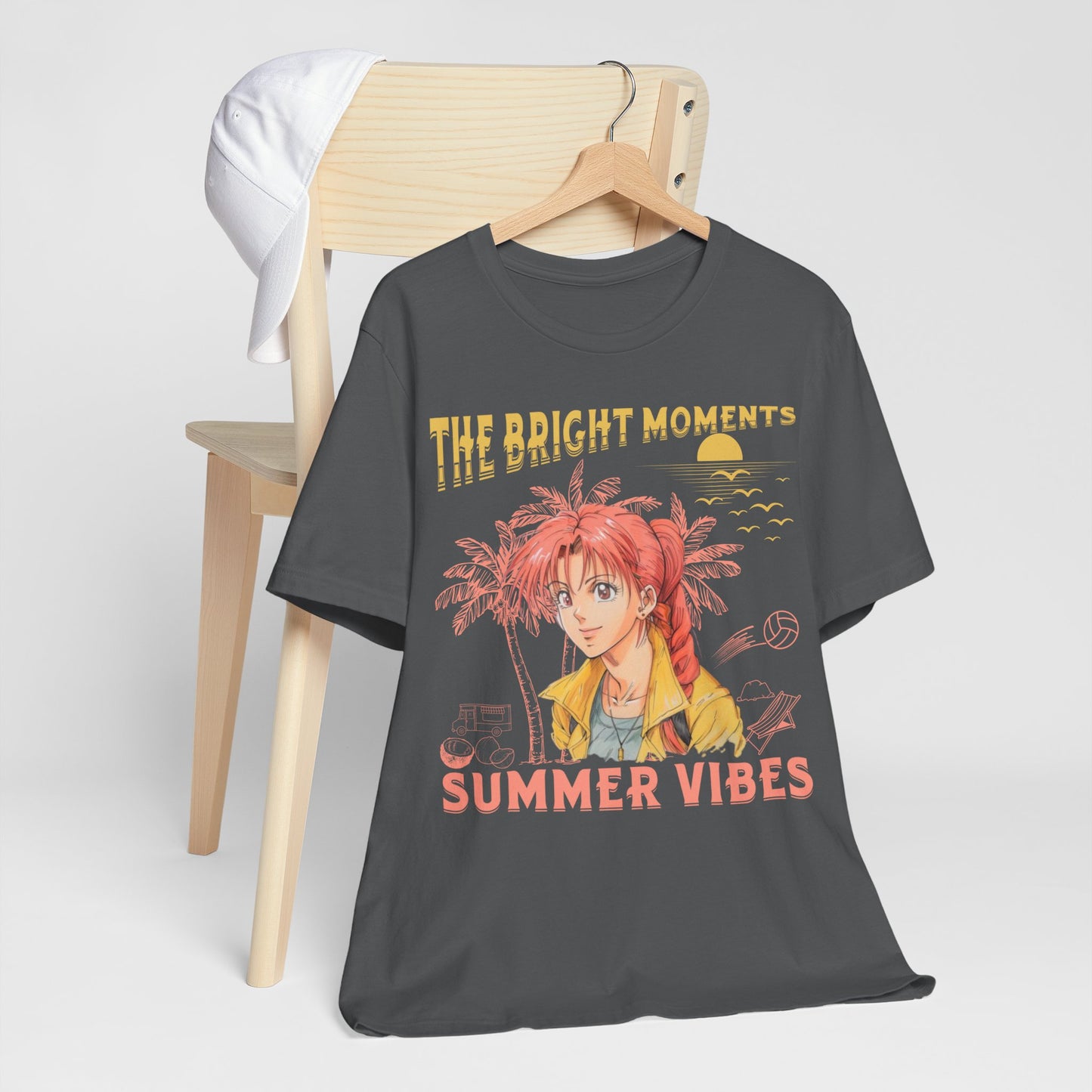 Cute Summer Beach Anime Smiling Woman T Shirt - UK