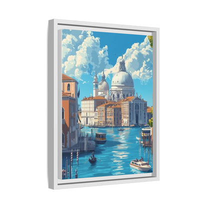 Boats Venice Italy Attractions Matte Canvas, Framed (Multi-color)