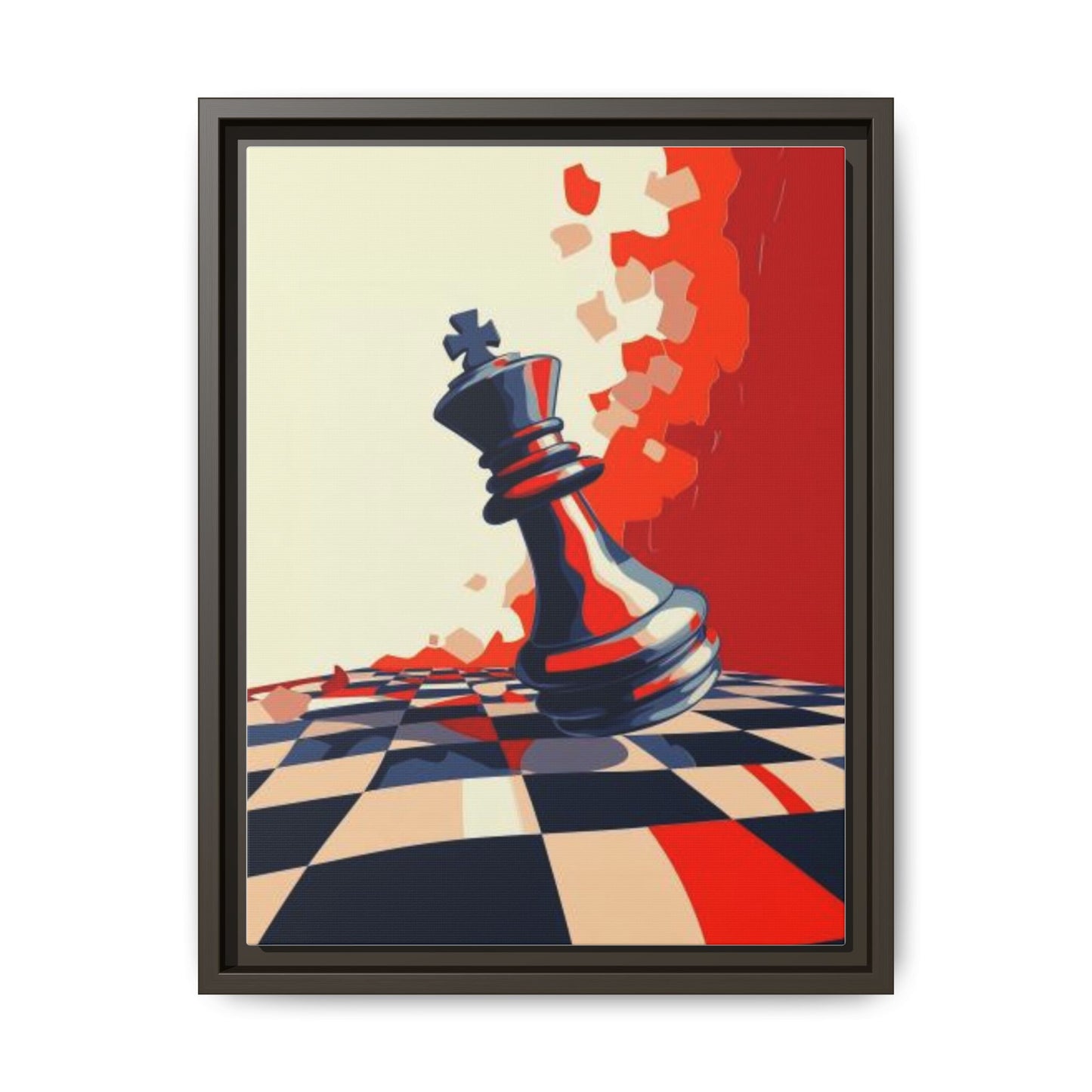 Playing Chess King Piece Abstract Art Matte Canvas, Framed (Multi-color)