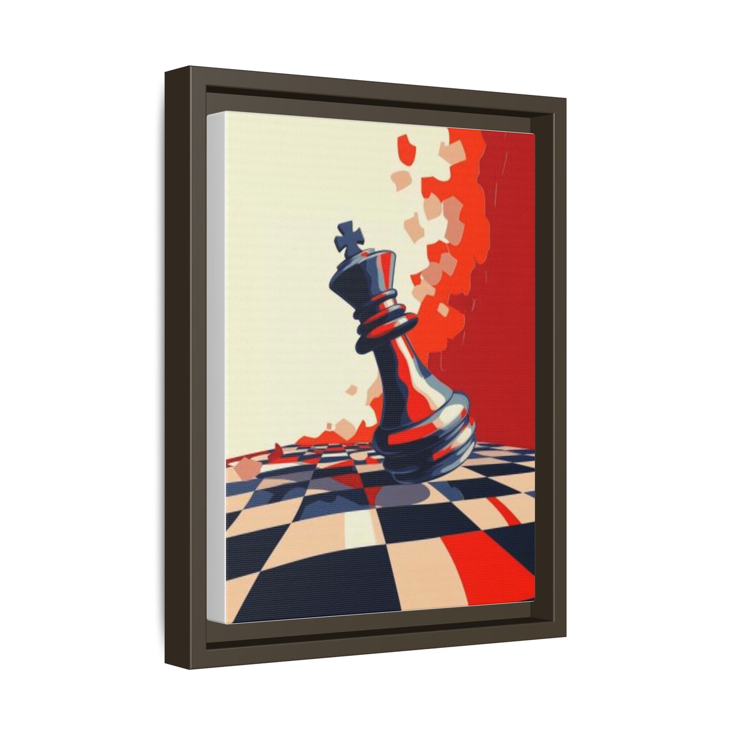 Playing Chess King Piece Abstract Art Matte Canvas, Framed (Multi-color)