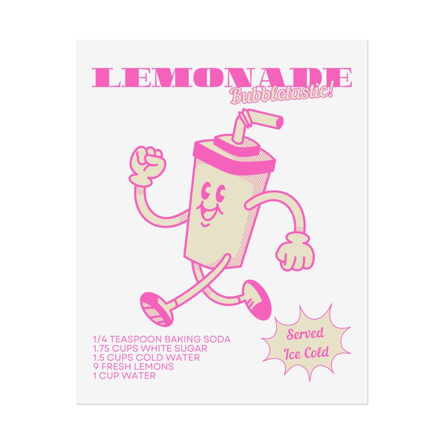 Retro Pink Lemonade Party Club Soda Machine Drink Poster