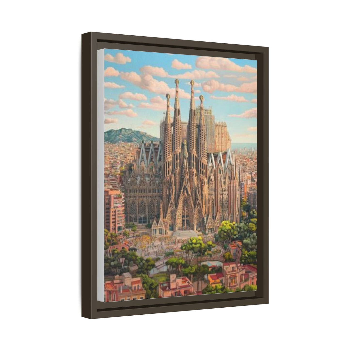 Basilica De La Sagrada Familia Abstract Art Matte Canvas, Framed (Multi-color)