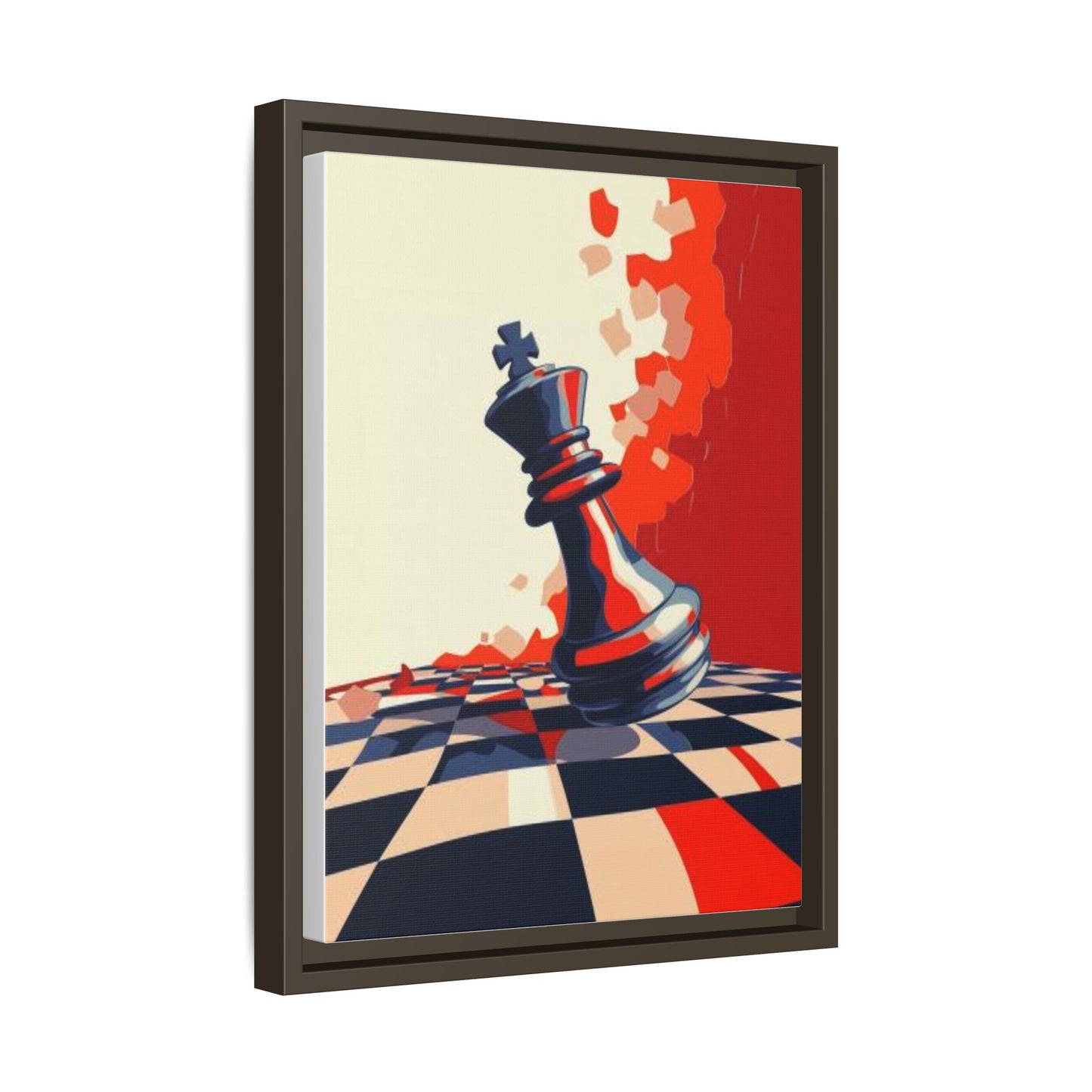 Playing Chess King Piece Abstract Art Matte Canvas, Framed (Multi-color)