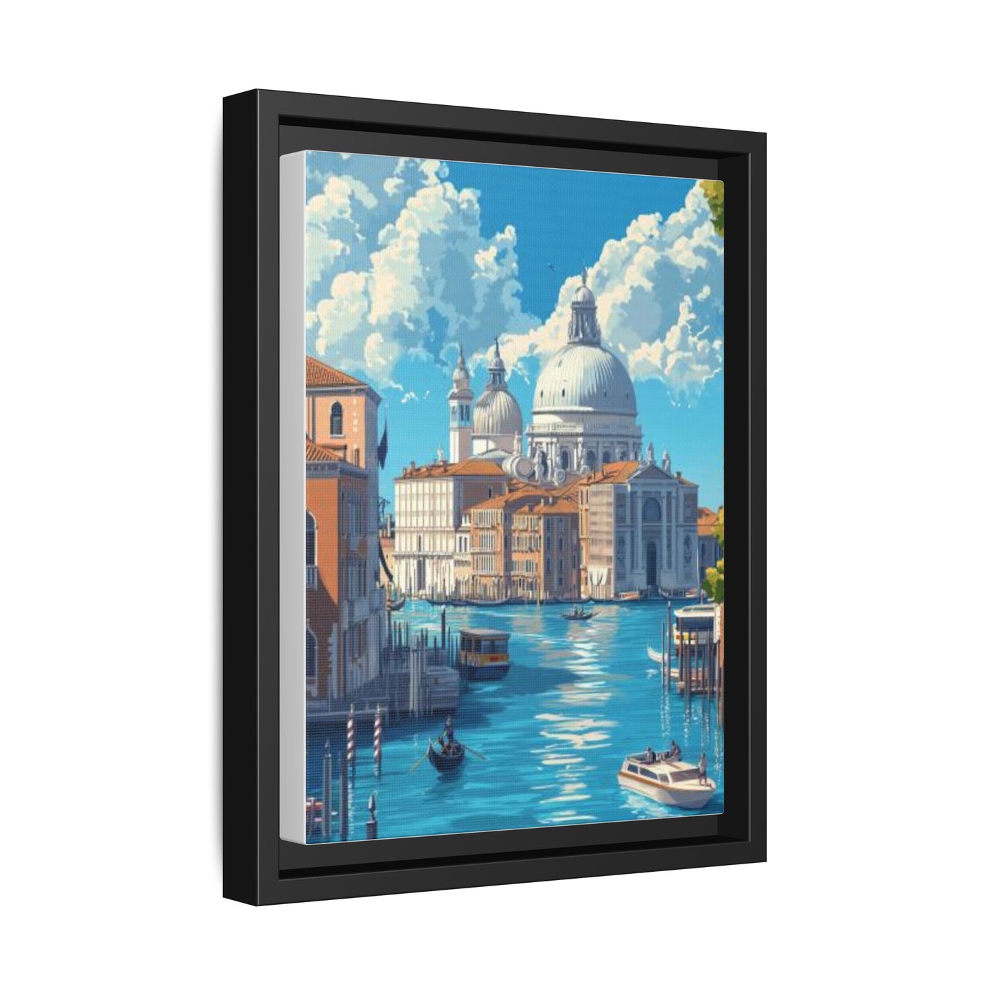 Boats Venice Italy Attractions Matte Canvas, Framed (Multi-color)