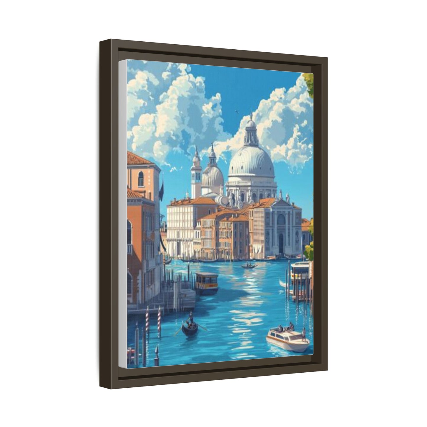 Boats Venice Italy Attractions Matte Canvas, Framed (Multi-color)