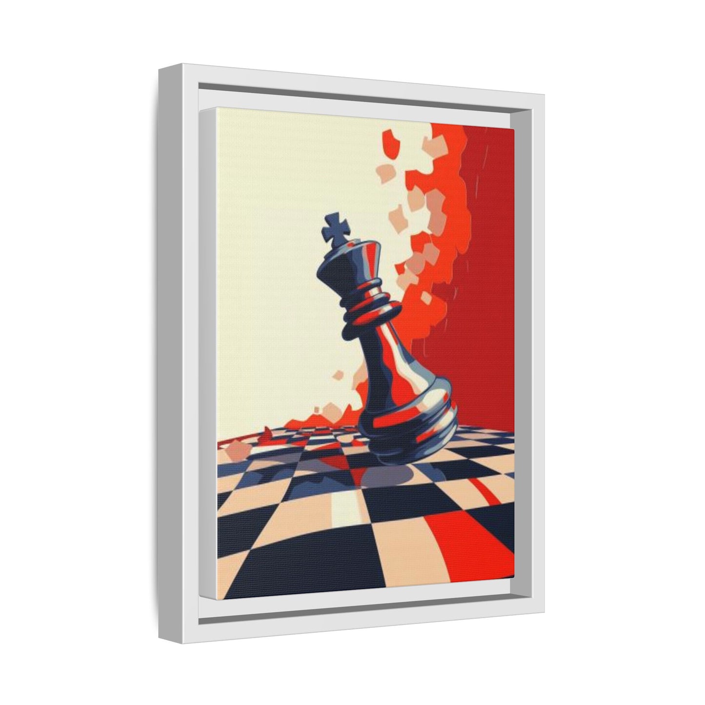 Playing Chess King Piece Abstract Art Matte Canvas, Framed (Multi-color)