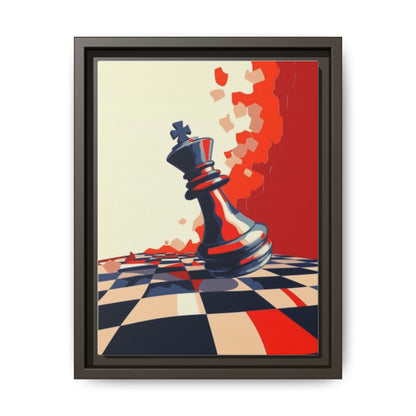 Playing Chess King Piece Abstract Art Matte Canvas, Framed (Multi-color)