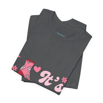 Pink Ankle Boots Fashion T Shirt - UK