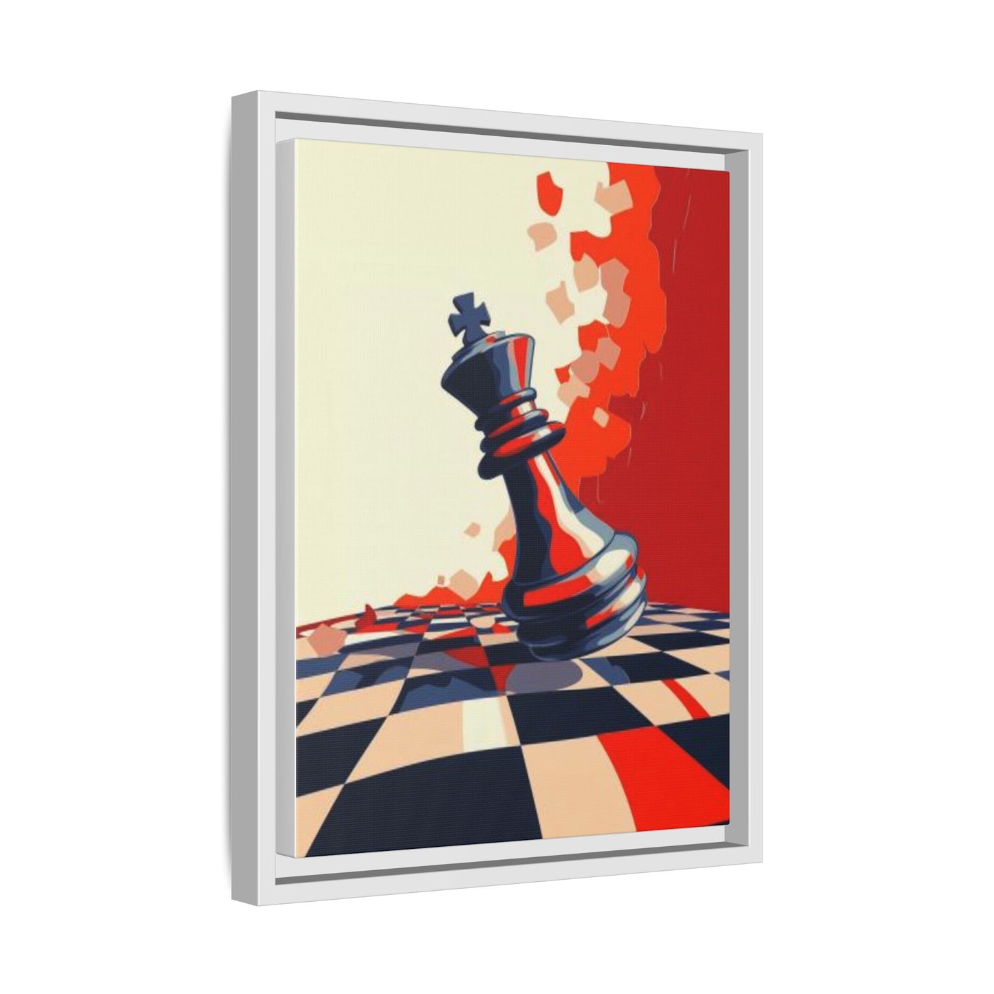 Playing Chess King Piece Abstract Art Matte Canvas, Framed (Multi-color)