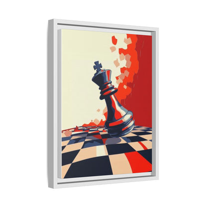 Playing Chess King Piece Abstract Art Matte Canvas, Framed (Multi-color)