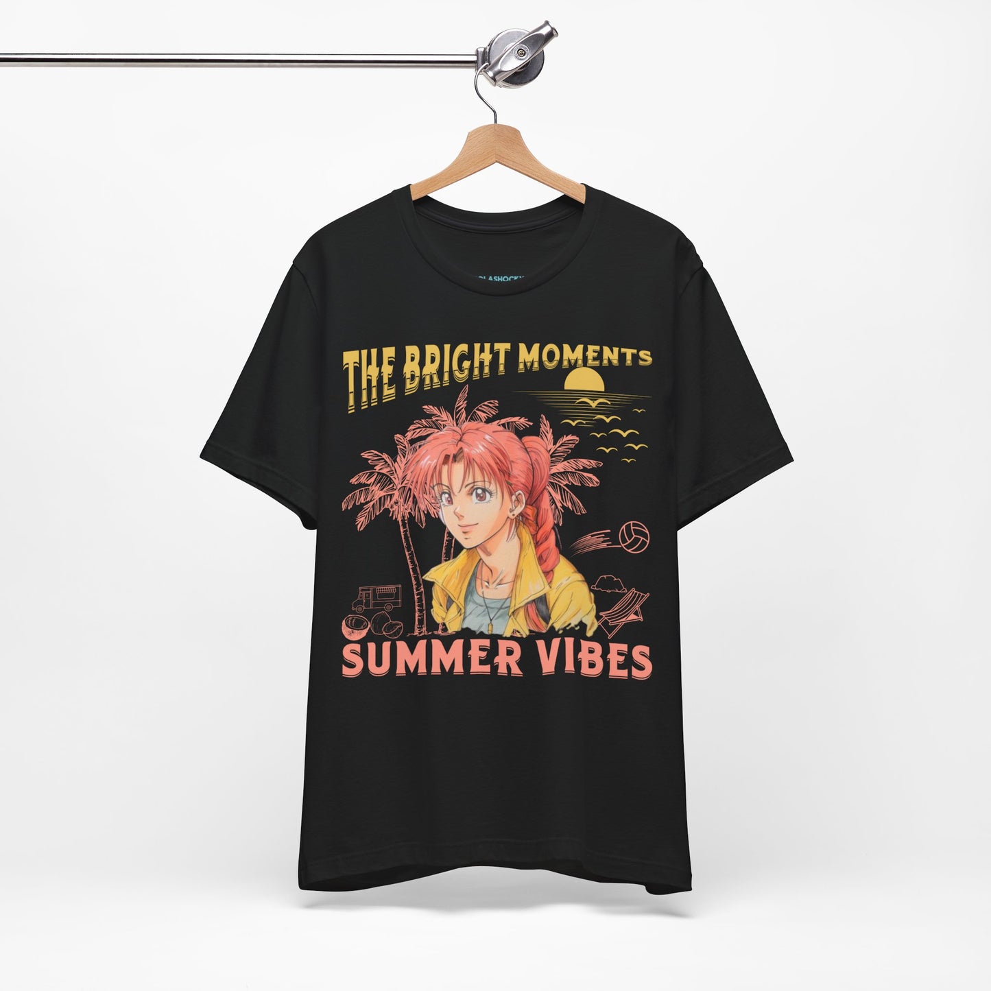 Cute Summer Beach Anime Smiling Woman T Shirt - US