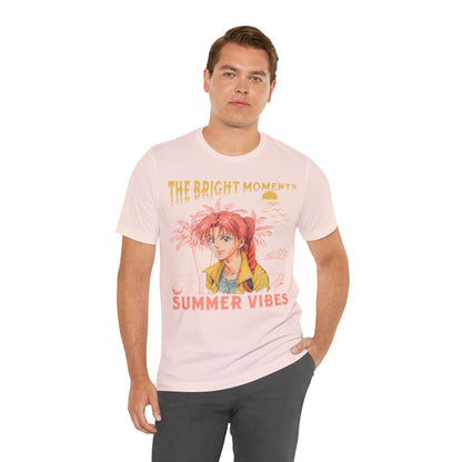 Cute Summer Beach Anime Smiling Woman T Shirt - UK